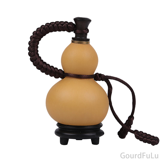 Natural Wine Gourd, Outdoor Portable Water Bottle with Stopper Chinese Feng Shui FuLu Gourd Ornament