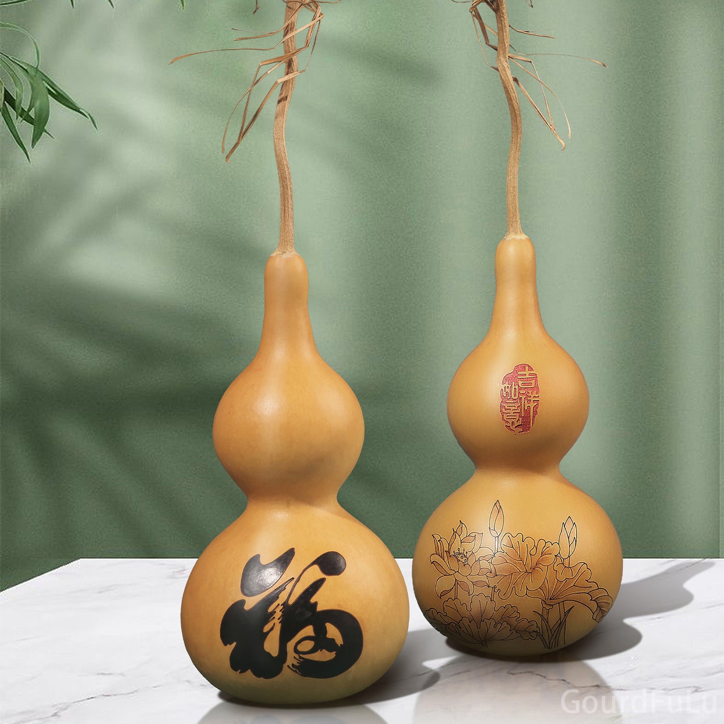 Feng Shui Lotus Gourd Ornament with Prosperity Symbol - Bring Good Luck and Fortune to Your Home with this Beautiful Decor Piece