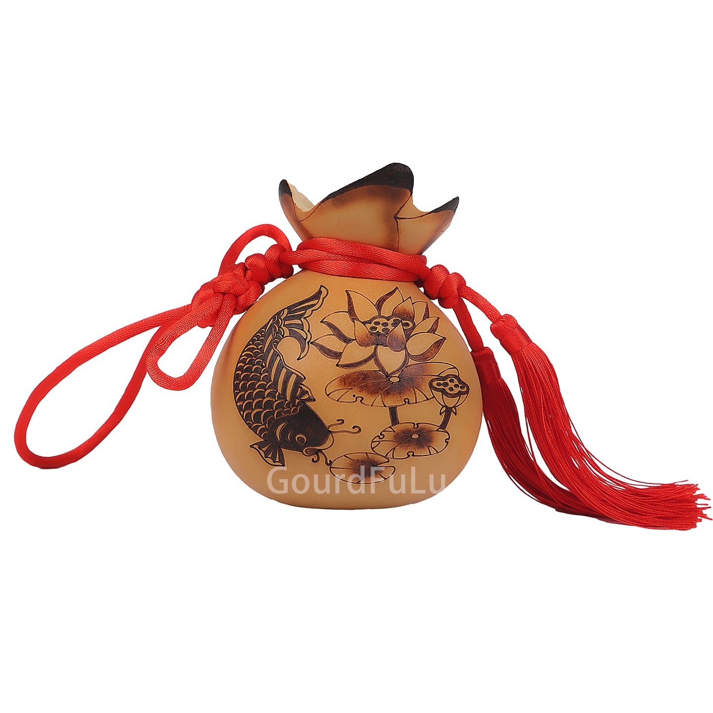 Chinese Lucky Bag Pendant Decoration - Naturally Grown Gourd for Good Luck and Prosperity - Handcrafted Traditional Chinese Ornament