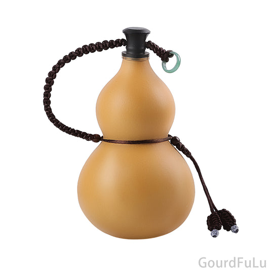 Natural Wine Gourd, Outdoor Portable Water Bottle with Stopper Chinese Feng Shui FuLu Gourd Ornament