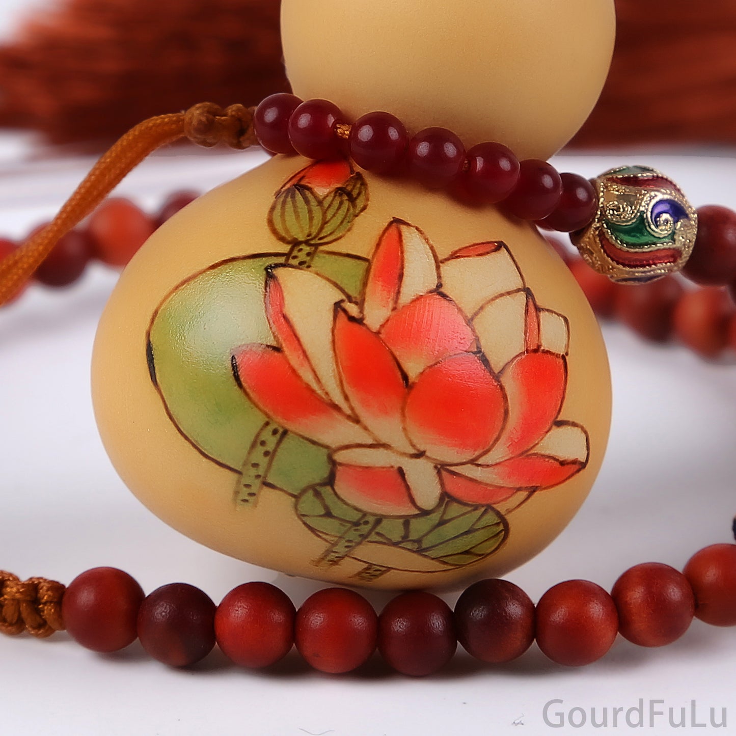 Handcrafted Gourd Pendant for Good Luck and Prosperity - Traditional Chinese Decorative Ornament for Home or Car