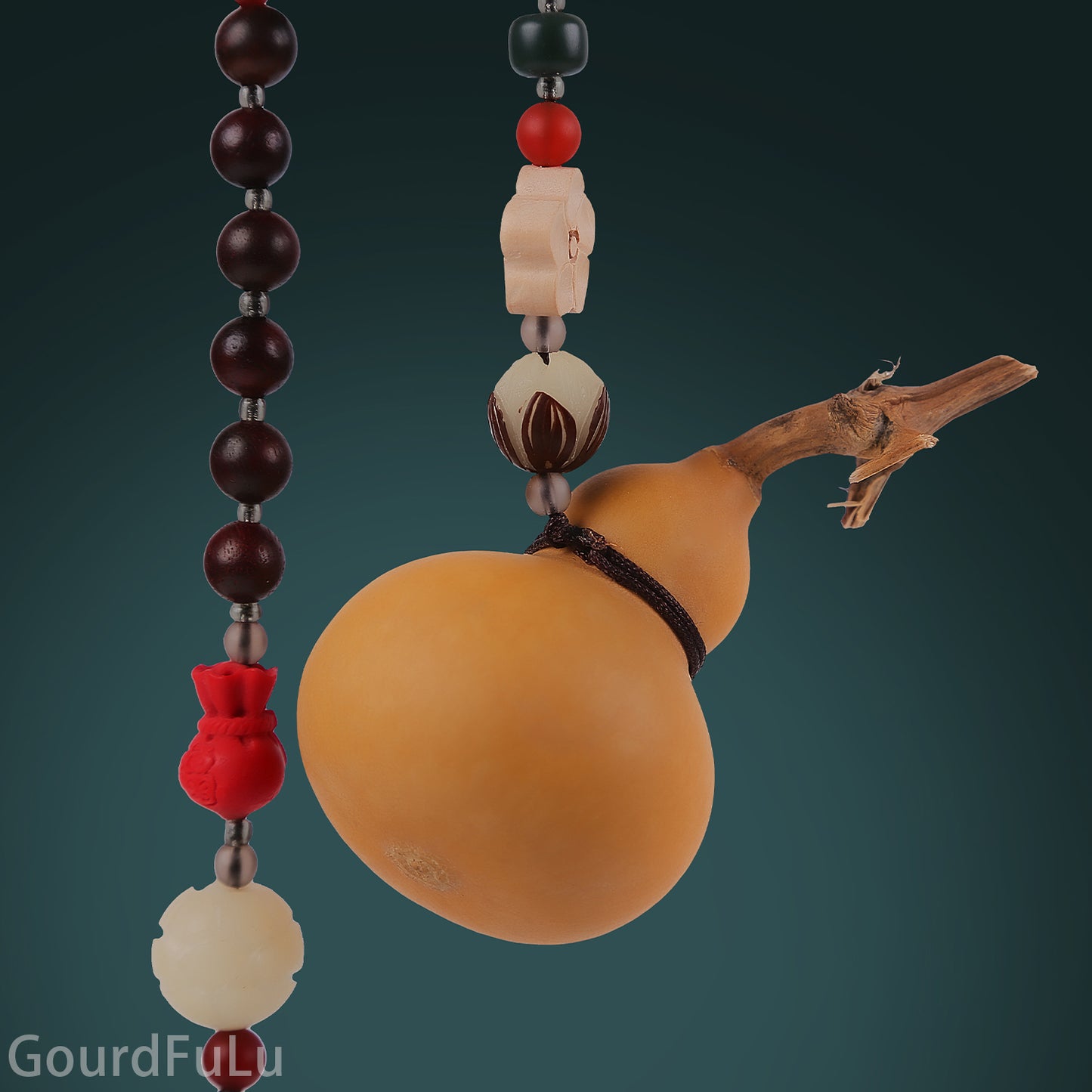 Handcrafted Gourd Pendant for Good Luck and Prosperity - Traditional Chinese Decorative Ornament for Home or Car